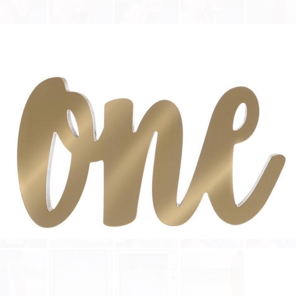 Gold “One” 1st Birthday Block Letter Sign